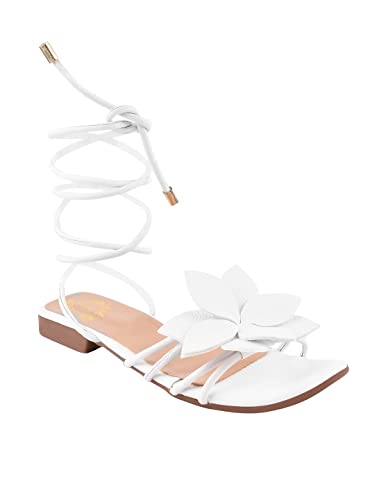 Shoetopia Women S White Flat Sandal-5 Kids Uk (Active) 5 UK