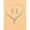 3 Fashionable and Elegant Women's Dazzling Flower Rhinestones V-shaped Necklaces, Earrings, Gorgeous Jewelry, Date Gifts