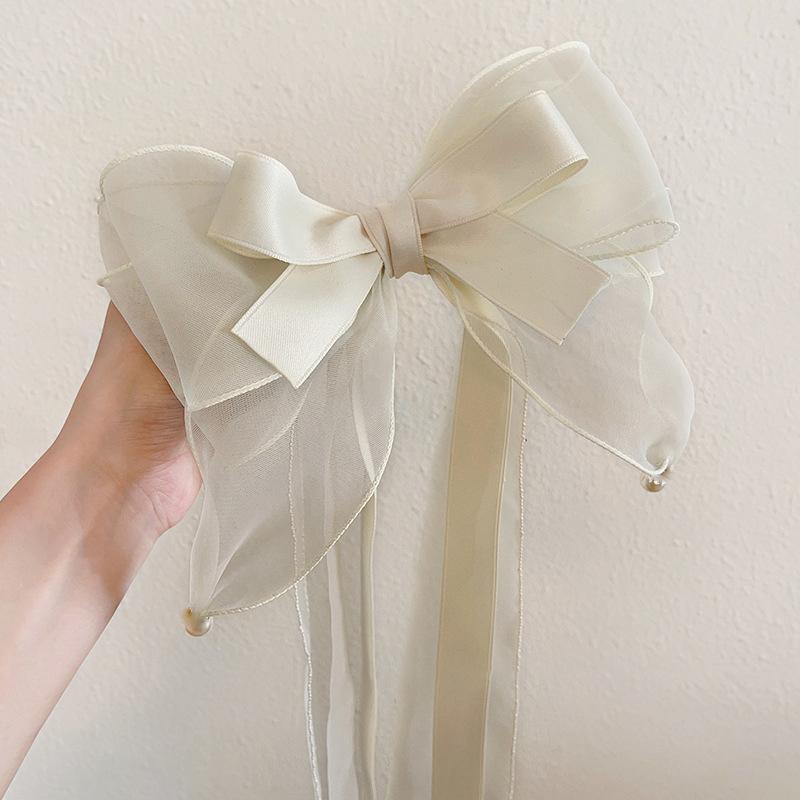 

Модная большая заколка для волос, многослойная лента, бант, заколки для волос, жемчуг, заколки для волос для женщин и девочек, аксессуары для волос, милые подарки, новые белый