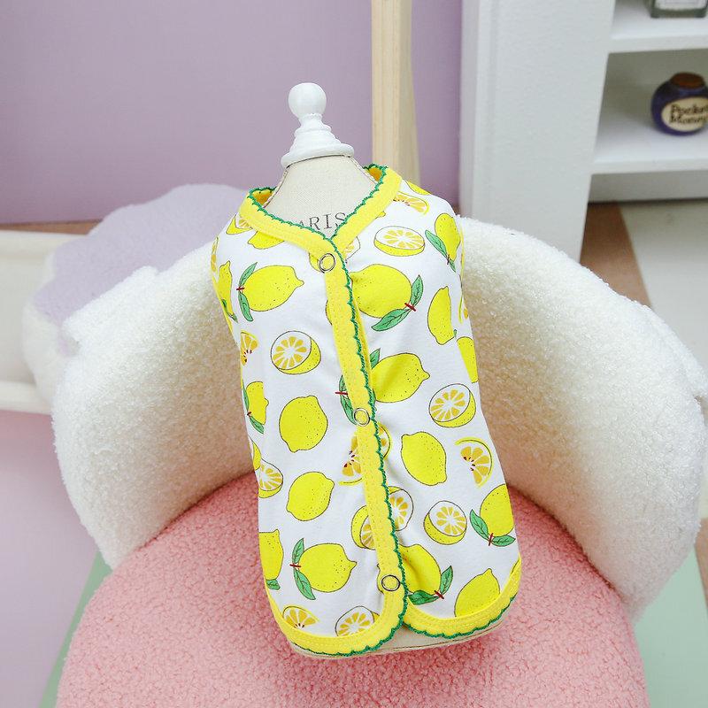 Pet Dog Cat Lemon Strawberry Print Vest Small Dogs Cats Summer Outfit Breathable Cute Soft Lightweight Casual