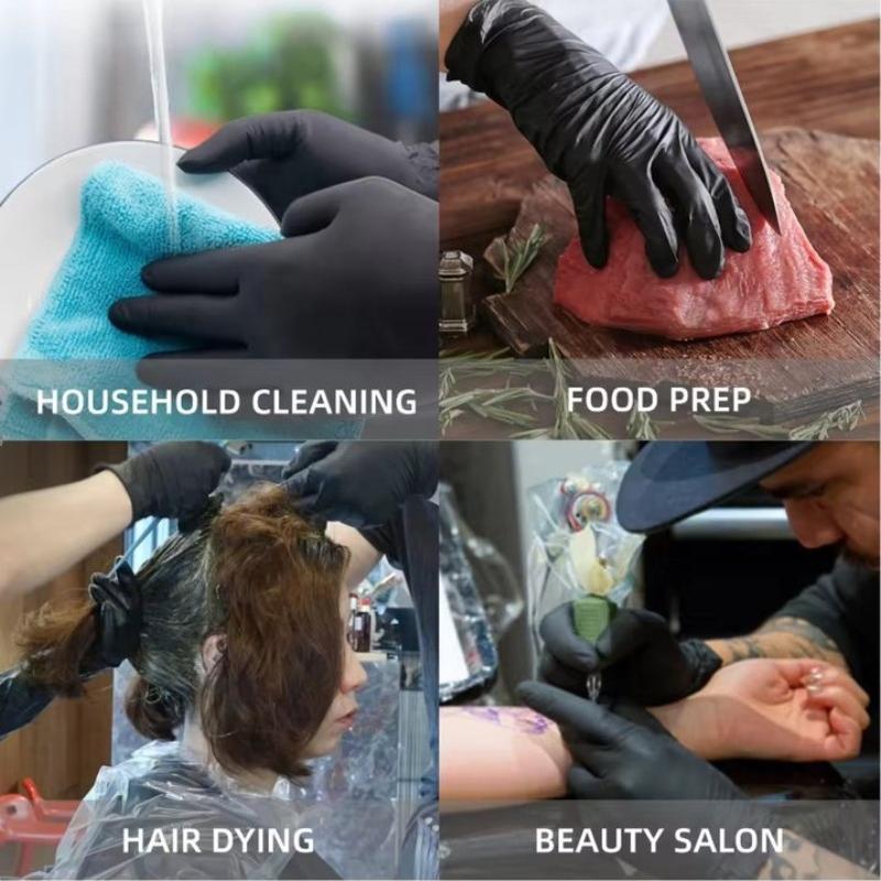10-400pcs Disposable Rubber Glove Black Latex Free PVC Gloves Household Kitchen Cleaning Gloves for Cooking Tattoo Hair Dye 6