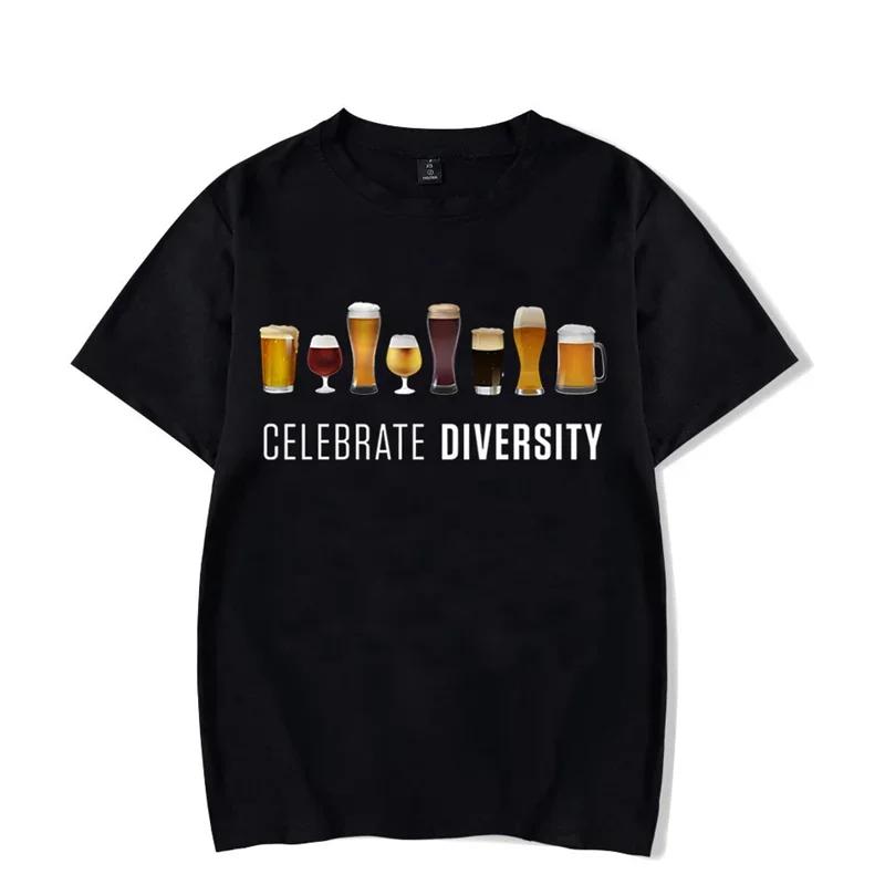 CELEBRATE DIVERSITY Beer Man Shirt Funny Brother Summer Men's T-shirts Beer Lover Unisex Tshirts Overd Tee Shirt Camiseta#Color