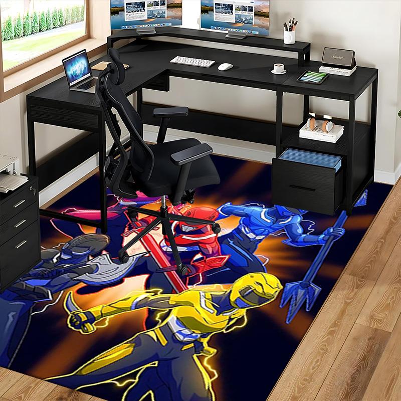 1pc Power Rangers Anime Cartoon Design Office Chair Mat Non-Slip Carpet for Home Decor, Living Room, Bedroom, Game Room - Ideal Gift for Fans.T058