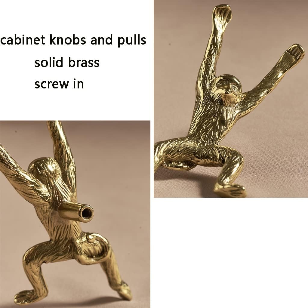 

Cabinet Knobs Monkey Dresser Knobs Drawer Decorative Knob Golden Cabinet Pull Handle Furniture Knob Handles for Kitchen Bathroom Cabinet Door (Color A pair золотой
