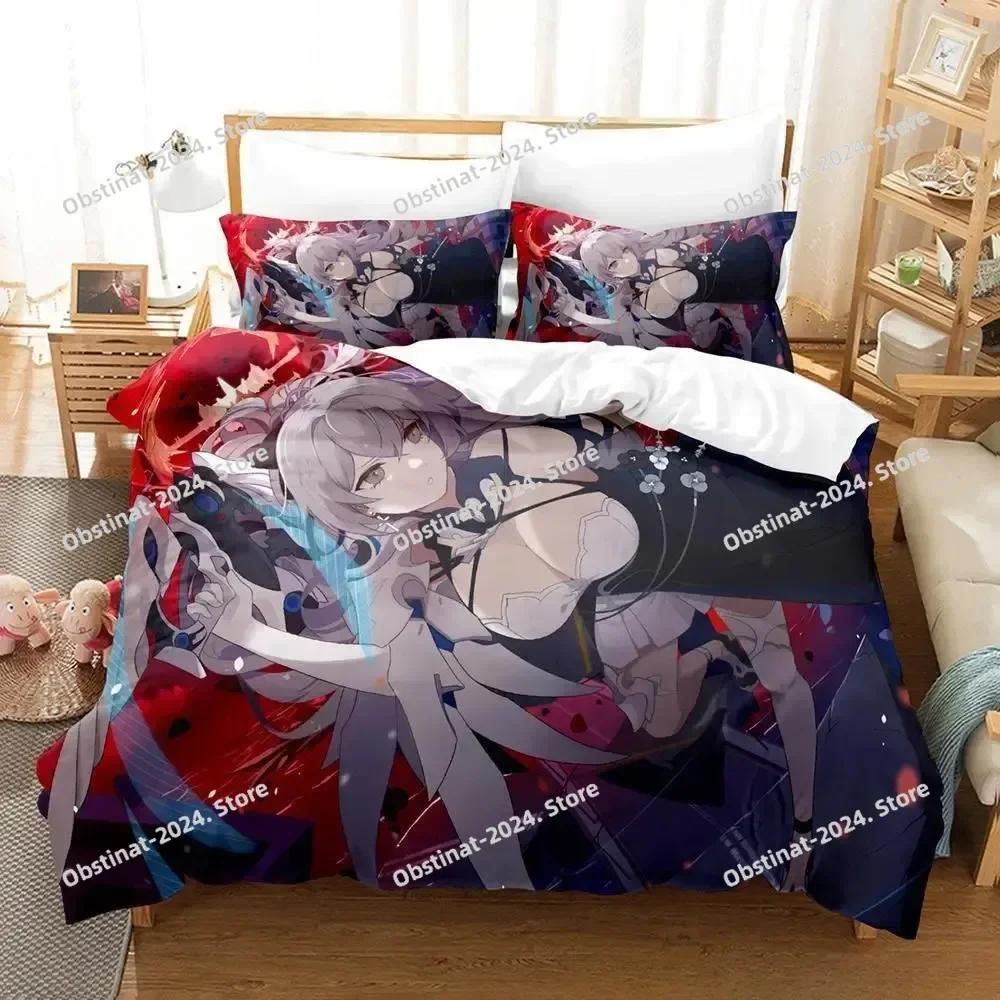 Game Honkai Impact 3 Bedding Set Printed With Pillowcase Bed Duvet Cover Soft Single Double Queen Super King Size Single Twin