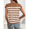 Summer New Women's Round Neck Top Knitted Casual Striped Sweater