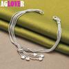 925 Sterling Silver Tassel Love Five Heart Snake Chain Bracelet Jewelry