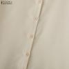 ZANZEA Women Stand Collar Casual Lace Crochet Splice Half Sleeve Blouse