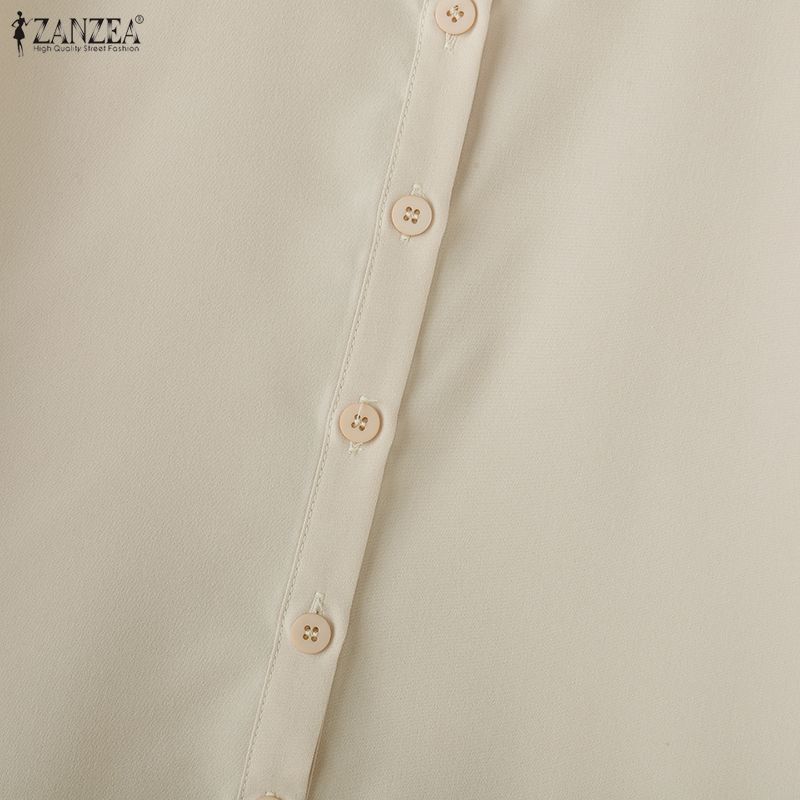 ZANZEA Women Stand Collar Casual Lace Crochet Splice Half Sleeve Blouse