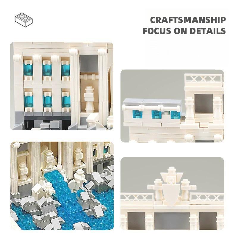 Non-Toxic 667Pcs Trevi Fountain Of Roman Fontana Di Trevi Building Blocks World Architecture Bricks Small Particle Assembly Bricks Model