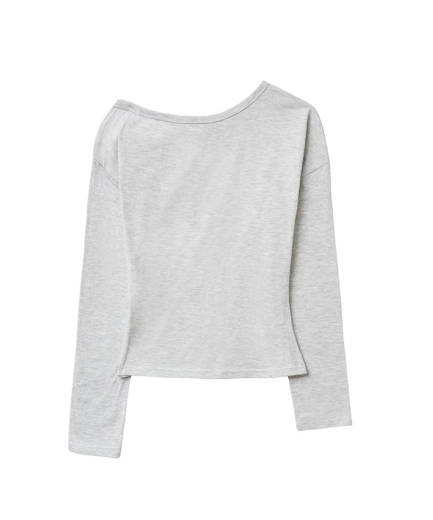 Yuupeu One-Shoulder Asymmetrical T-Shirt - White Melange