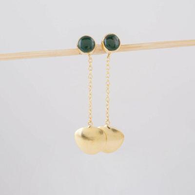 Black Onyx Round Gemstone Long Stud Earring, Gift For Her, Gold Earring, Gift For Her, Silver Charm Jewelry, 925 Sterling Silver