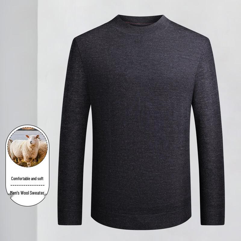 LUOZ Men's Wool Blend Round Neck Sweater