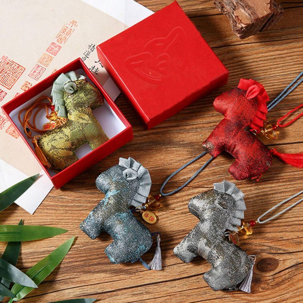 Brocade Zodiac Horse Sachet Refillable Embroidery Mascot Pony Pendant New Year Chinese Style Bag Horse Hanging Decoration Friend