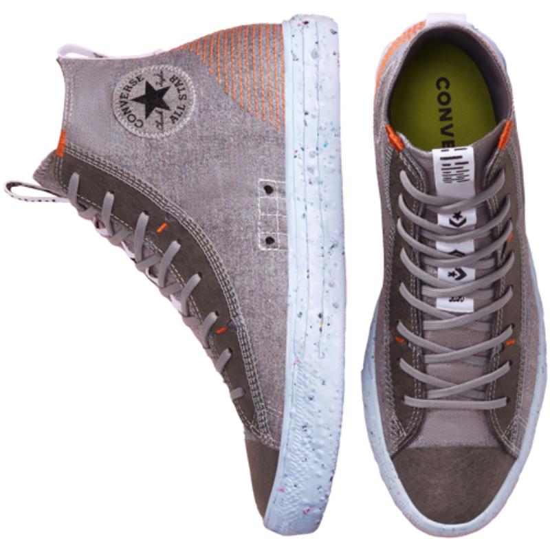 Converse Chuck Taylor All Star Crater Comfortable and Versatile High-Top Canvas Shoes Unisex Gray Orange