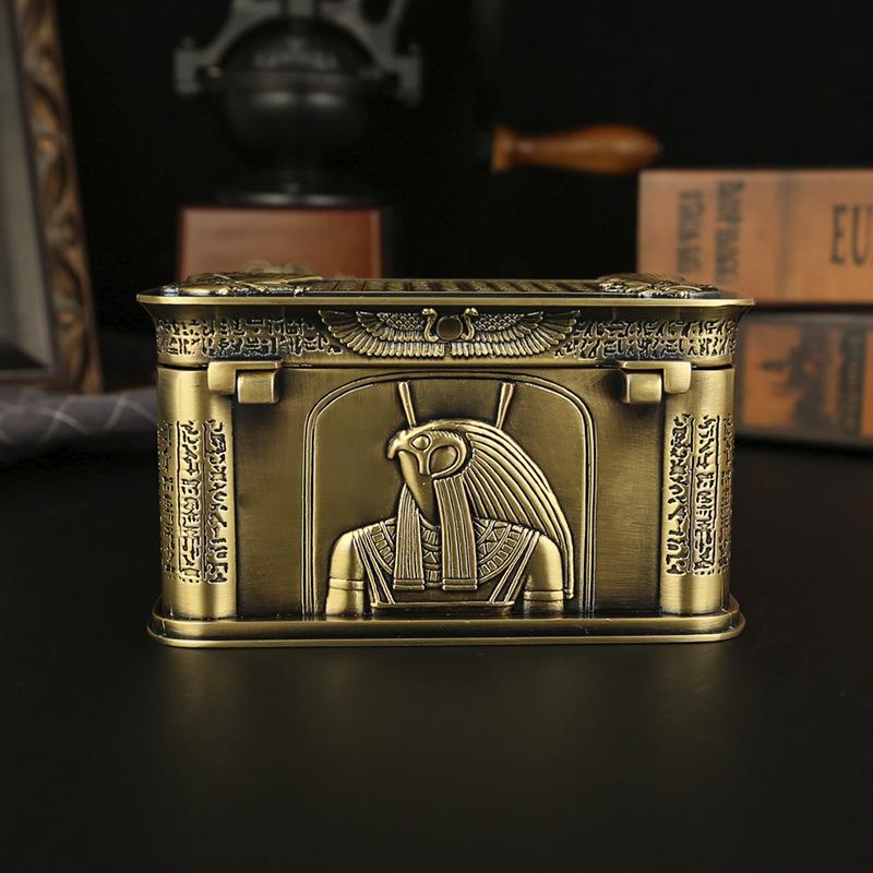 Neue High-End Kreative Europäische Schmuckschatulle Metall Ägyptischer Pharao Rechteckige Desktop Schmuckaufbewahrungsbox