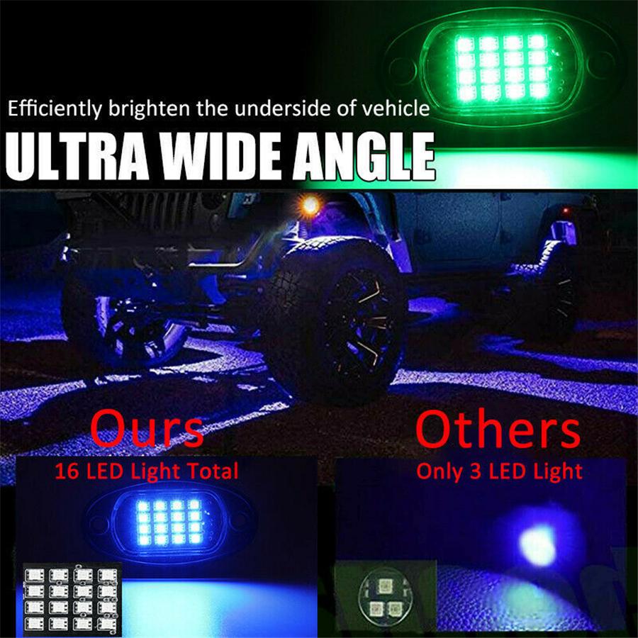 8PCS Underbody RGB LED Neon Light Atmosphere Bluetooth App Dual Remote Control