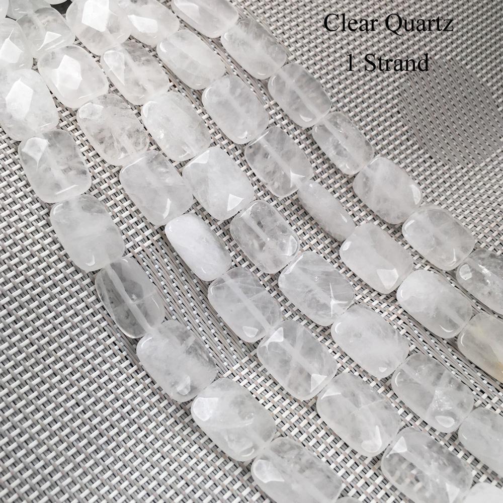 1 Strang facettierte Natursteinperlen, 12 × 16 mm, rechteckige Rosenquarz-Opal-Edelsteine, lose Abstandsperlen zur Schmuckherstellung, DIY-Zubehör, Zubehör, 20 cm