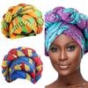 African Braided Headwrap High Skull Turban Cap Flower Printed Hijab Head Scarf for Music Festival Theme Event Oversized