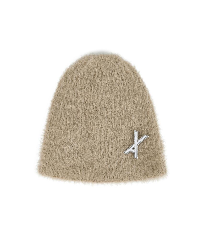 Bajal Va Brooch Soft Angora Beanie Camel