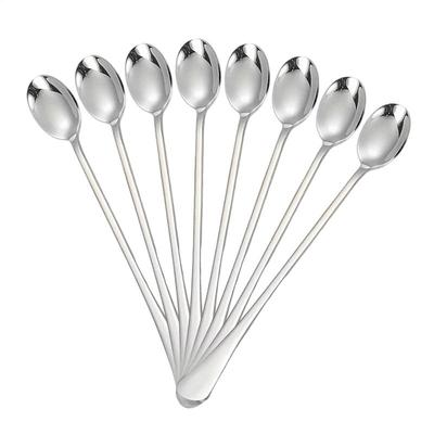 8 Stück Edelstahl Löffel Verdicken Zuhause Abendessen Öffentlicher Löffel Langer Griff Suppenlöffel Runder Kopf Buffet Serviergeschirr