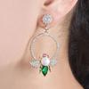CMM Unique Bee Shape Circle Green Cubic Zirconia Drop Earrings