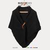 Women S Knitted Triangular Scarf With Buckle Dual Use As Shawl And Neck Warmer