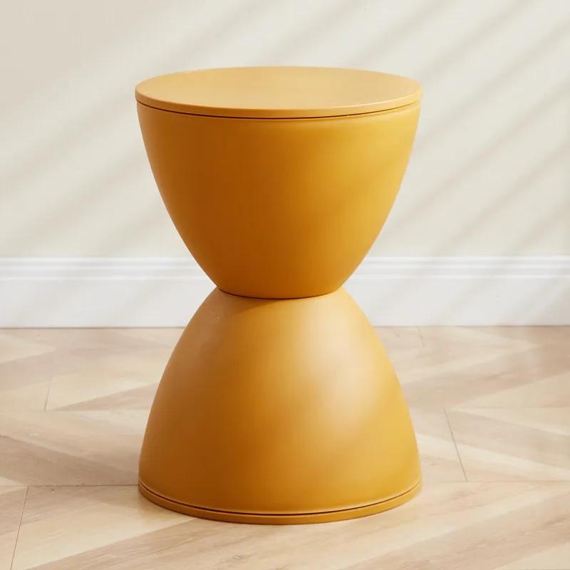 Hourglass Round Stool, Shoe Changing Stool - Colorful Geometric Aesthetics Design, Suitable for Modern Style Home Decor