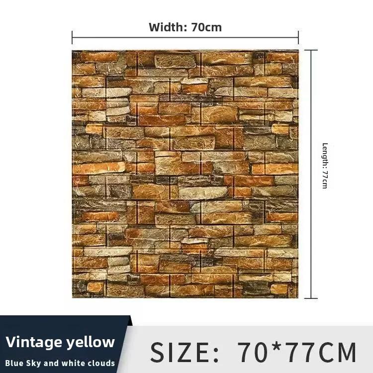 3D Tile Brick Wall Sticker Self-adhesive Waterproof Foam Wallpaper 10 Pcs 35x30cm