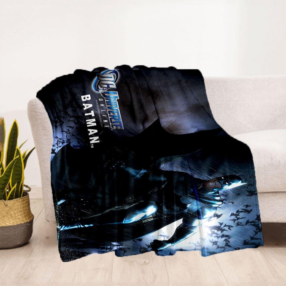 DC Universe Online Batman PosterBlanket Flannel Throw Blanket for Sofa, Bed, Travel, Camping, Office, Couch, Chair
