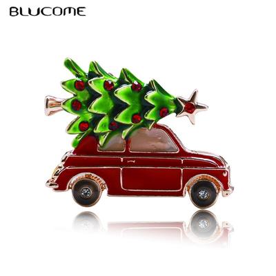 Voiture rouge avec broches d'arbre de noël costume épinglettes pull écharpe femmes enfants broche
