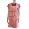 Women's Short Sleeve Crew Neck Ruffle Tiered Layered Flowys Swing Long Midi Dress Summer Dresses Casual Loose Dresses
