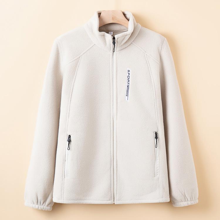 Весенне-осенняя куртка Женский топ Флисовый утепленный кардиган с воротником-стойкой Новая термокофта для мамы XL слоновая кость 2150₽