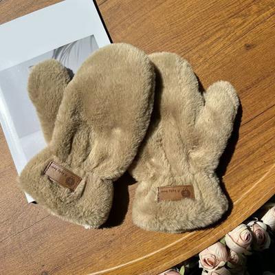 Yousheng 1 Pair Winter Faux Fur Mittens Soft Fluffy Fleece Plush Women Fingerless Gloves Outdoor Cold Weather Windproof Warm Thick Thermal Gloves