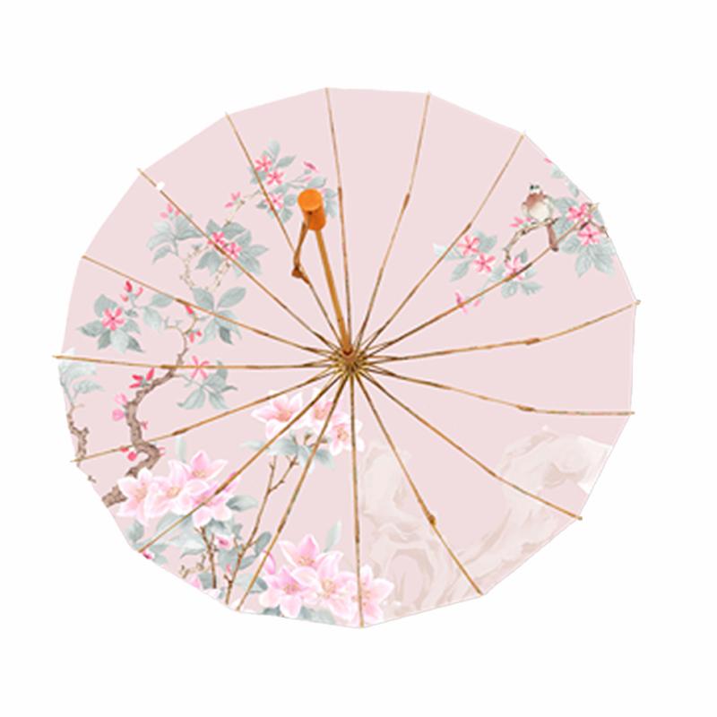 Chinese style high aesthetic colored rubber women's umbrella for both sunny and rainy use, sun protection and UV protection, sun