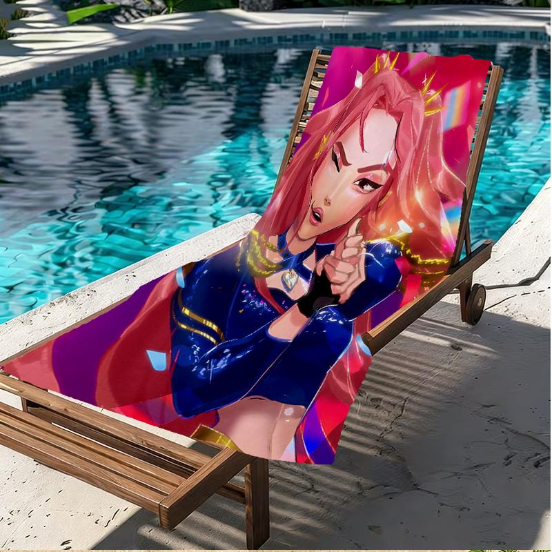 KPop Demon Hunters Print Beach Towel, Versatile Lightweight Absorbent Beach Towel for Pool Surf Yoga Bathroom, Perfect Birthday Holiday Gift