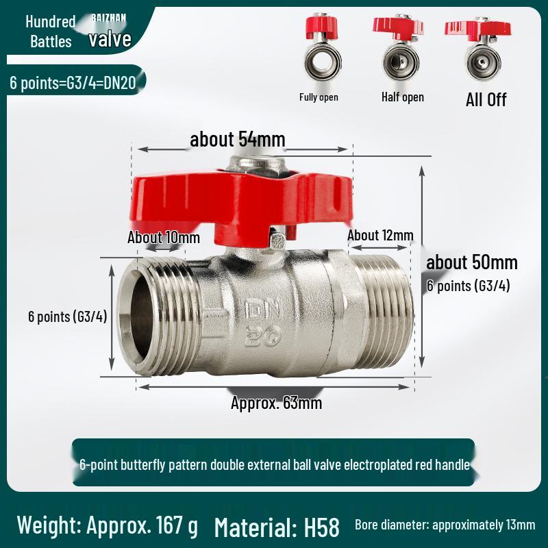 4-6 Point Copper Ball Valve: Internal/External Thread, Straight-Through Water Switch