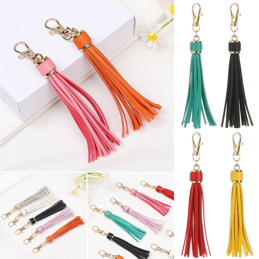 Fashion Bag Accessory Fringe Jewelry KeyChain Strap KeyRing Tassel Key Chain PU Leather Tassels