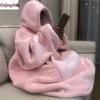 Winter Fleece Hooded Wearable Blanket Pajamas