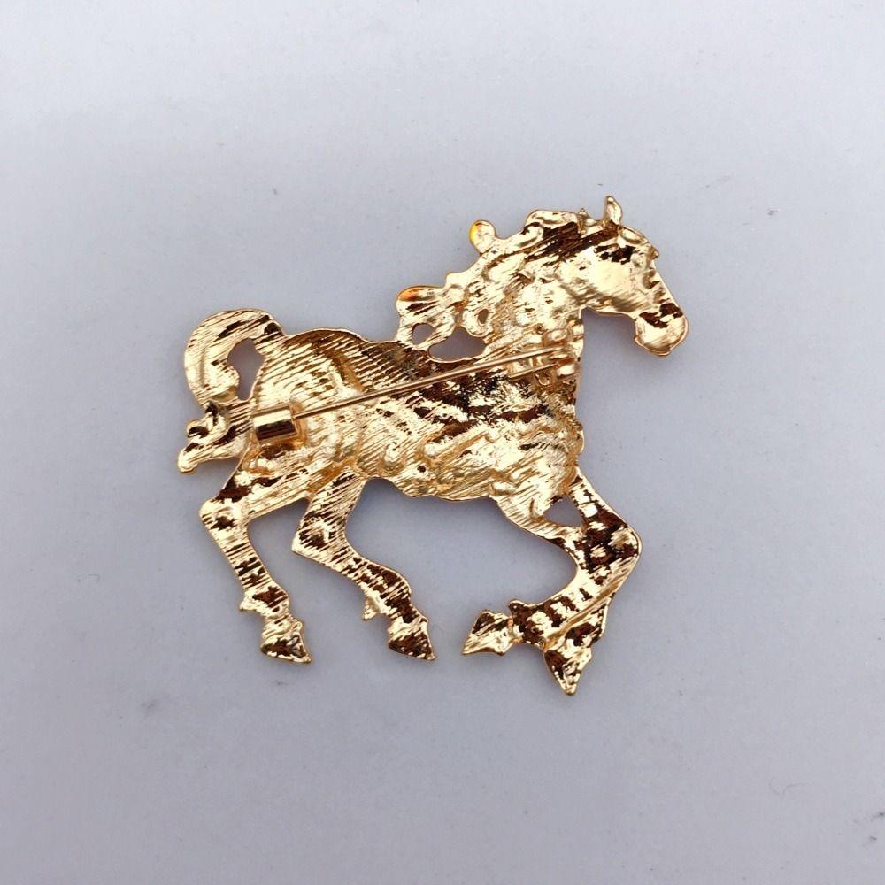 Metal Enamel Horse Brooch Pin Crystal Mascot Horse Lapel Pin New Year Horse Jewelry  New Year Gifts