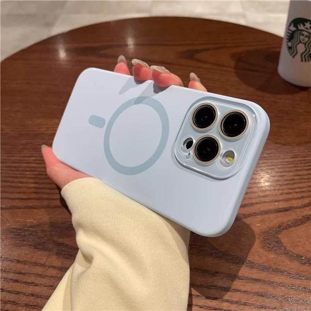 For iPhone 16 Pro Max Luxury Liquid Silicone Magsafe Magnetic Phone Case For iPhone 12 13 14 15 16 Plus Lens Protective Cover