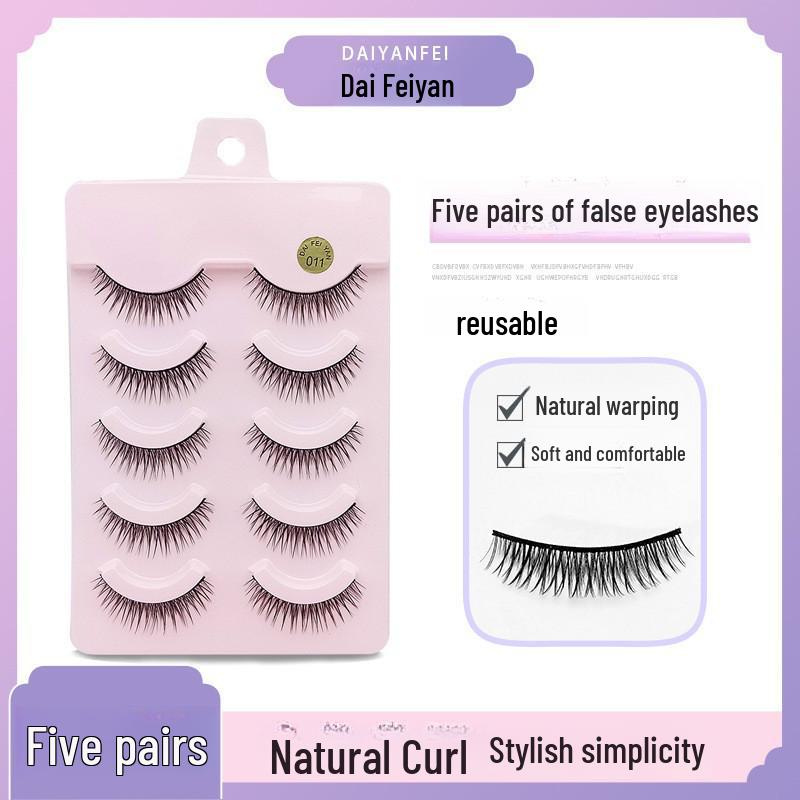 Cartoon Barbie Beginner False Eyelashes - Natural Thick 5 Pairs