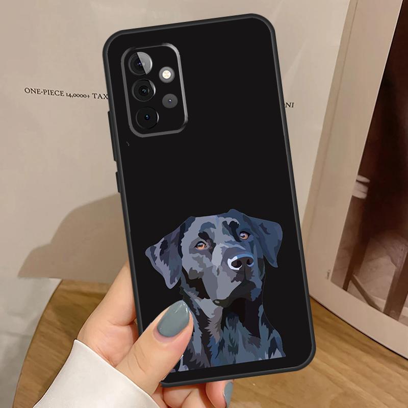 Black Labrador Dog Case For Samsung Galaxy A55 A35 A15 A54 A34 A14 A33 A53 A13 A23 A17 A06 A16 A56 A36 A32 A52