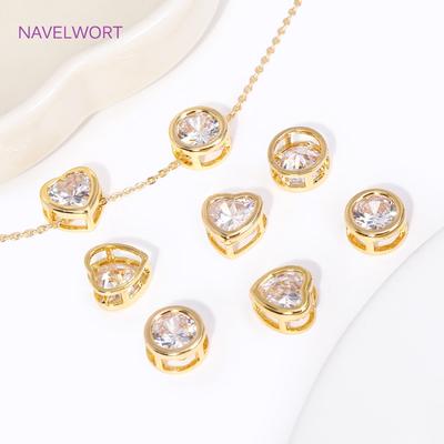 18K Gold Plated Brass Beads Separators,Round/Heart with Zircon Spacer Beads,Separators For Beads,DIY Jewelry Making Accessories