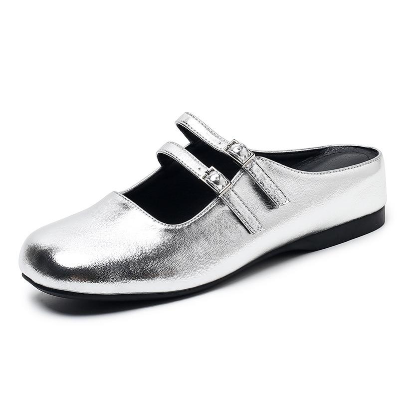 

Spring and Autumn new square head small man inner height increase 5 Mary Jane single shoes women 39 серебряный