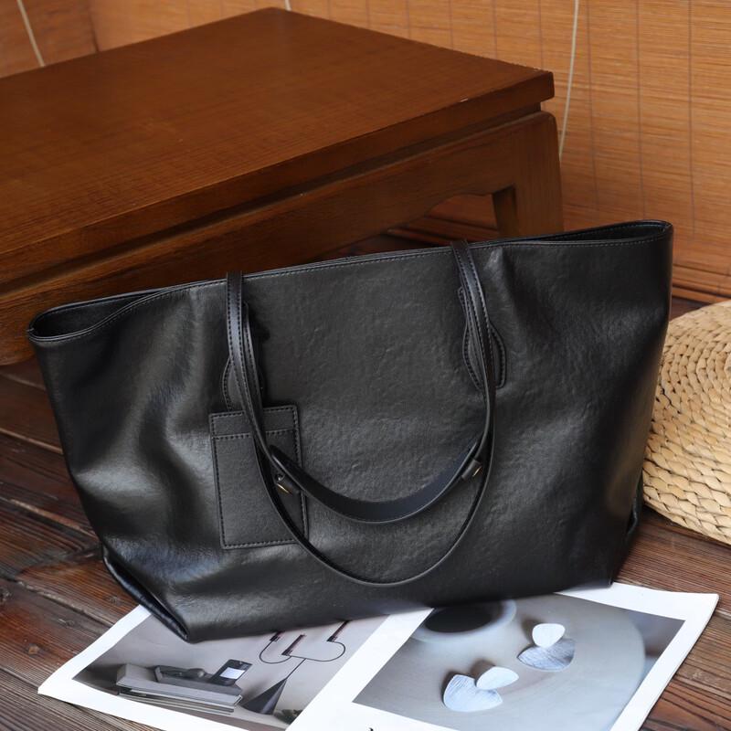 Dou Xiaozhu Retro Soft Leather Large Tote Bag