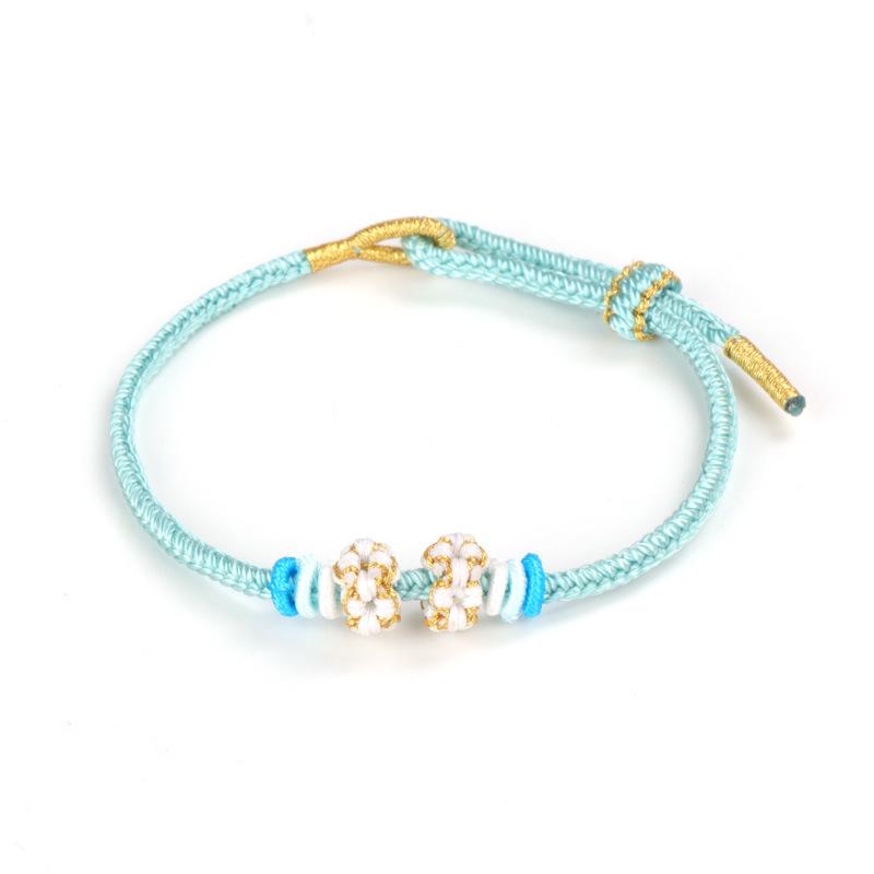 Handmade Peach Blossom Knot Bracelet with Beads: Semi-Finished Red Rope DIY Luck Charm for Couples