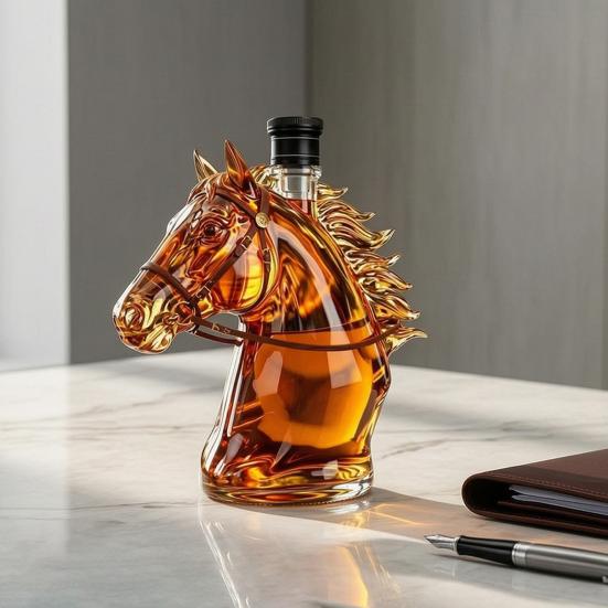 Yousheng Horse Head Whiskey Decanter, Funny Glass Liquor Bottle, 350ml Whiskey Wine Spirits Decanter, Novelty Bar Decor Gift for Men Dad Horse Lovers