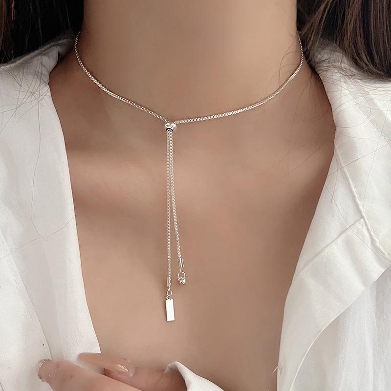 Elegante Damen S925 Sterlingsilber Perlenanhänger Halskette - Leichte Luxus Schlüsselbeinkette
