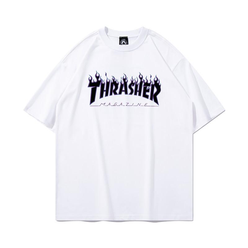 Camiseta de Verão 2019 Thrasher Skateboard Magazine com Estampa de Letras Masculina Feminina Algodão Oversized Manga Curta Casual Streetwear Camiseta Top